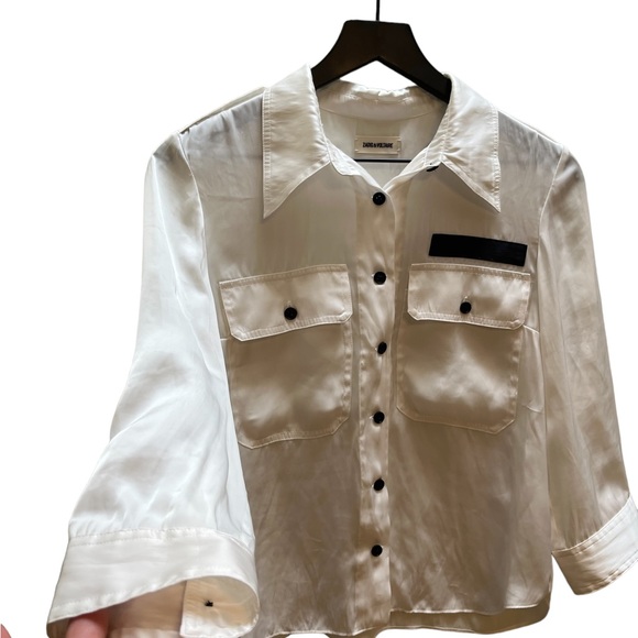 ZADIG & VOLTAIRE - Toast Satin Judo Button-Up Shirt - Picture 10 of 15